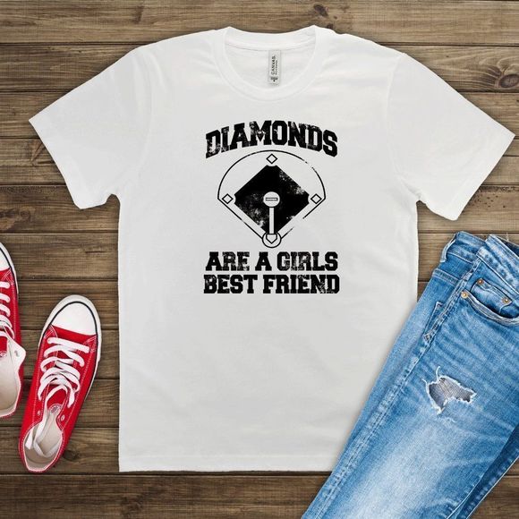 Bella Canvas Tops Diamondsare A Girls Best Friend White Tee Shirt